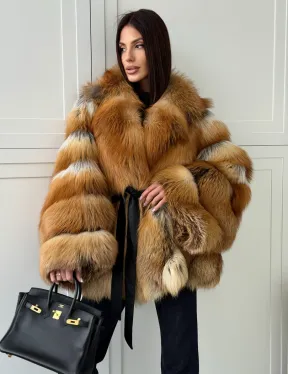 Шуба из лисы огневки - оверсайз