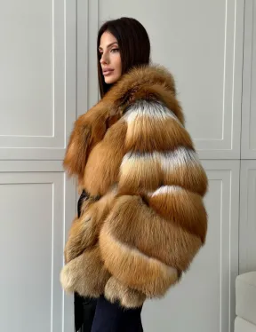 Шуба из лисы огневки - оверсайз