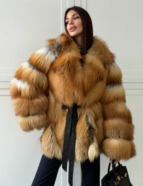 Шуба из лисы огневки - оверсайз