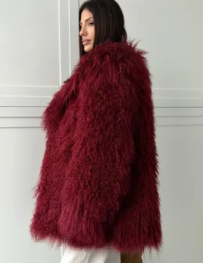 Шуба из ламы PREMIUM - бургунди