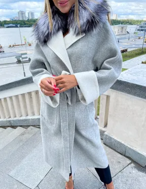 Пальто из шерсти альпаки с воротником блюфрост