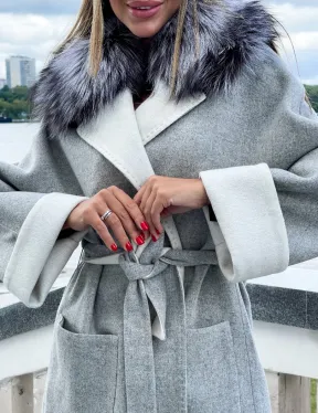 Пальто из шерсти альпаки с воротником блюфрост