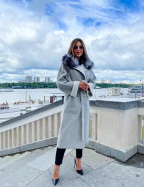 Пальто из шерсти альпаки с воротником блюфрост