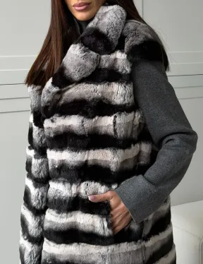 Меховой жилет из шиншиллового кролика
