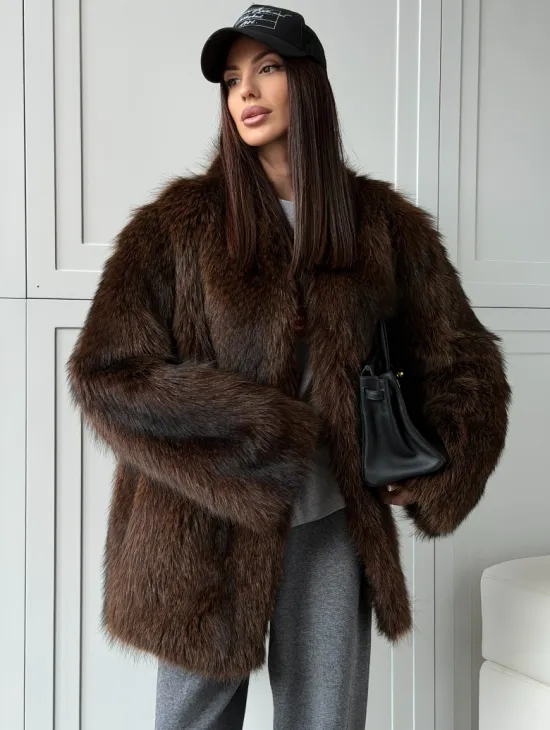 Жакет - полушубок из меха финского енота Saga
