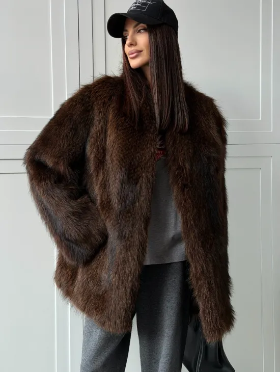 Жакет - полушубок из меха финского енота Saga
