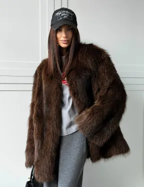 Жакет - полушубок из меха финского енота Saga