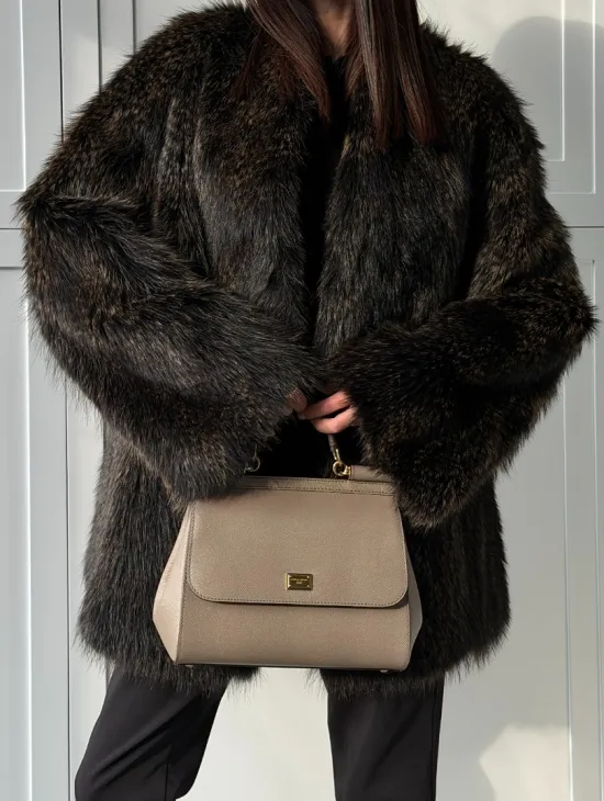 Женский полушубок из меха Финского енота Saga