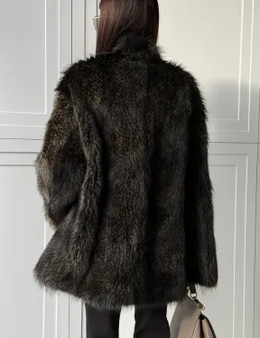 Женский полушубок из меха Финского енота Saga