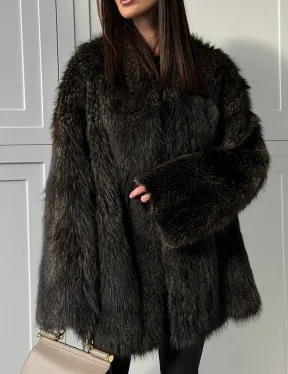 Женский полушубок из меха Финского енота Saga