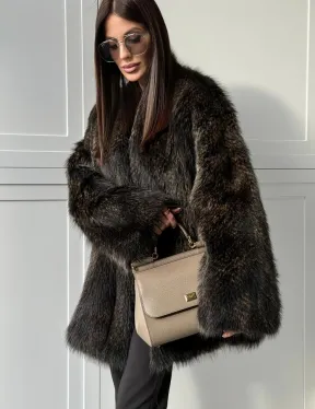 Женский полушубок из меха Финского енота Saga