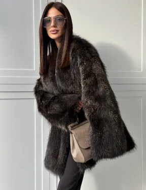 Женский полушубок из меха Финского енота Saga