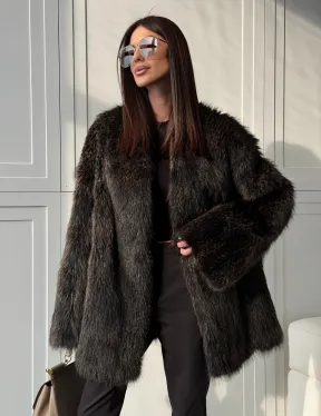 Женский полушубок из меха Финского енота Saga