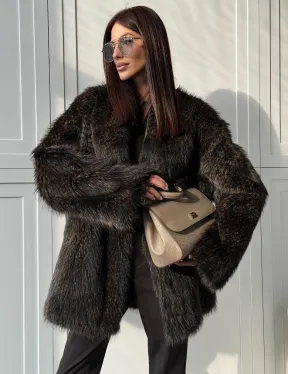 Женский полушубок из меха Финского енота Saga
