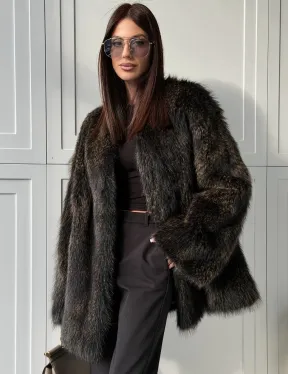 Женский полушубок из меха Финского енота Saga