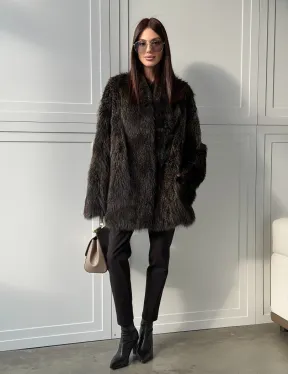 Женский полушубок из меха Финского енота Saga