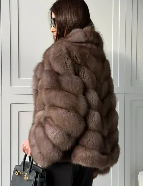 Куртка из куницы - воротник шаль