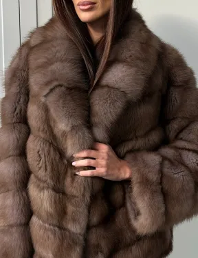 Куртка из куницы - воротник шаль