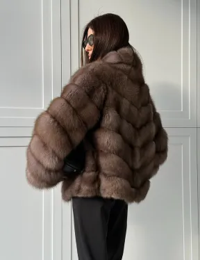 Куртка из куницы - воротник шаль