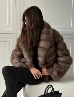 Куртка из куницы - воротник шаль