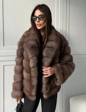 Куртка из куницы - воротник шаль