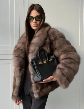 Куртка из куницы - воротник шаль