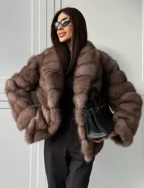 Куртка из куницы - воротник шаль