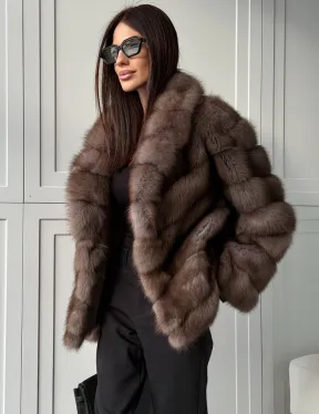 Куртка из куницы - воротник шаль