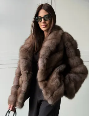 Куртка из куницы - воротник шаль