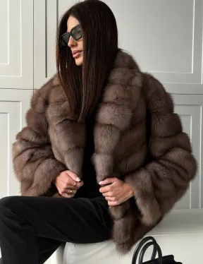 Куртка из куницы - воротник шаль