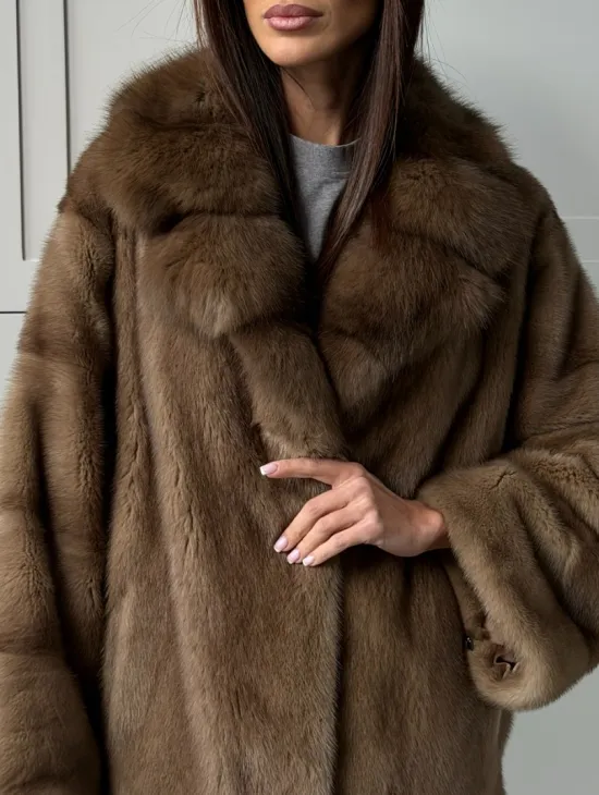 Куртка из меха норки - воротник куница