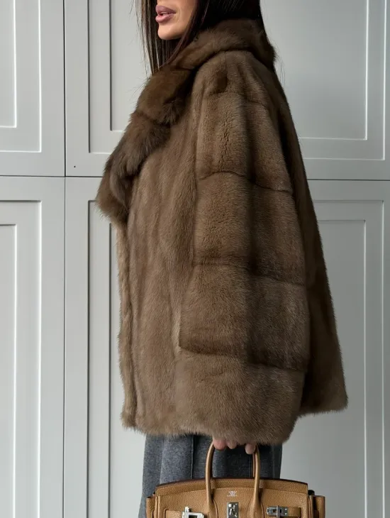 Куртка из меха норки - воротник куница
