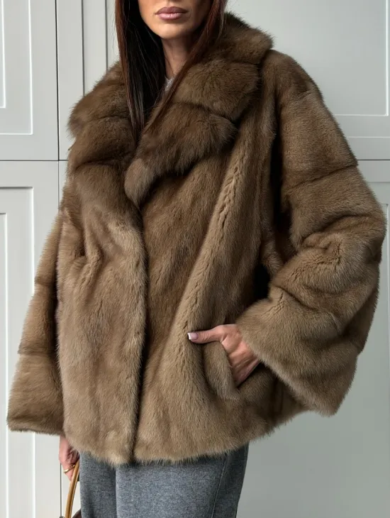 Куртка из меха норки - воротник куница