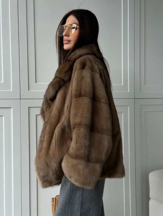 Куртка из меха норки - воротник куница