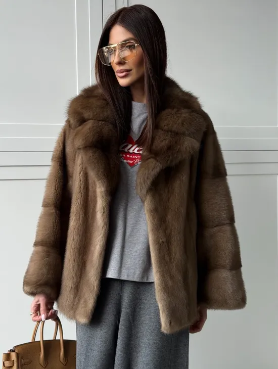 Куртка из меха норки - воротник куница