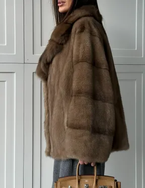 Куртка из меха норки - воротник куница