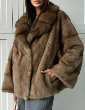 Куртка из меха норки - воротник куница