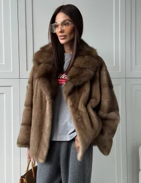 Куртка из меха норки - воротник куница