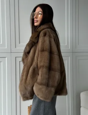 Куртка из меха норки - воротник куница