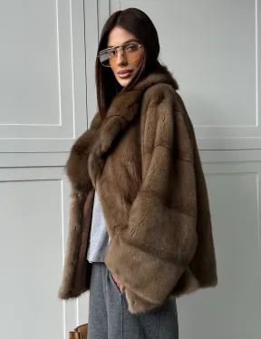 Куртка из меха норки - воротник куница