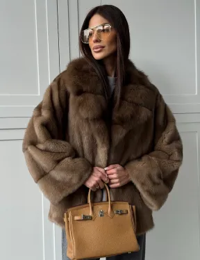Куртка из меха норки - воротник куница