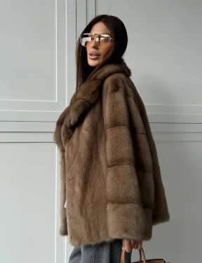 Куртка из меха норки - воротник куница