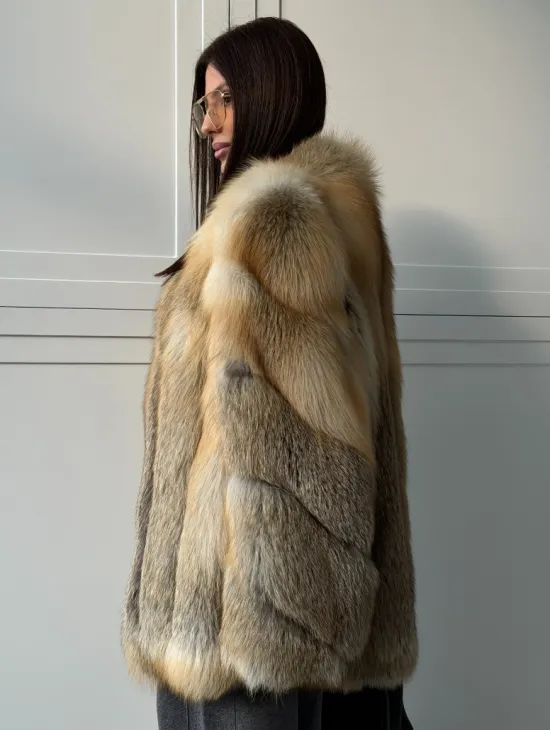 Полушубок из лисы - рукава косички