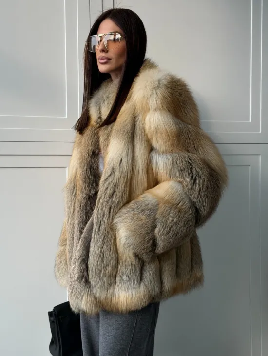 Полушубок из лисы - рукава косички