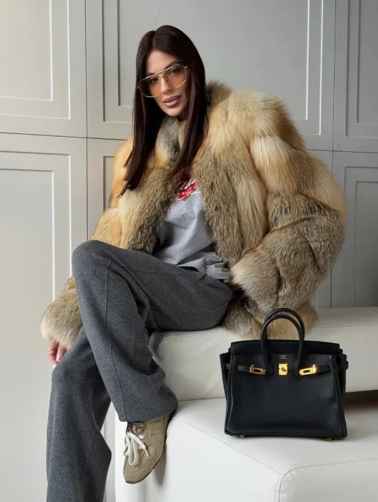 Полушубок из лисы - рукава косички - фото 13
