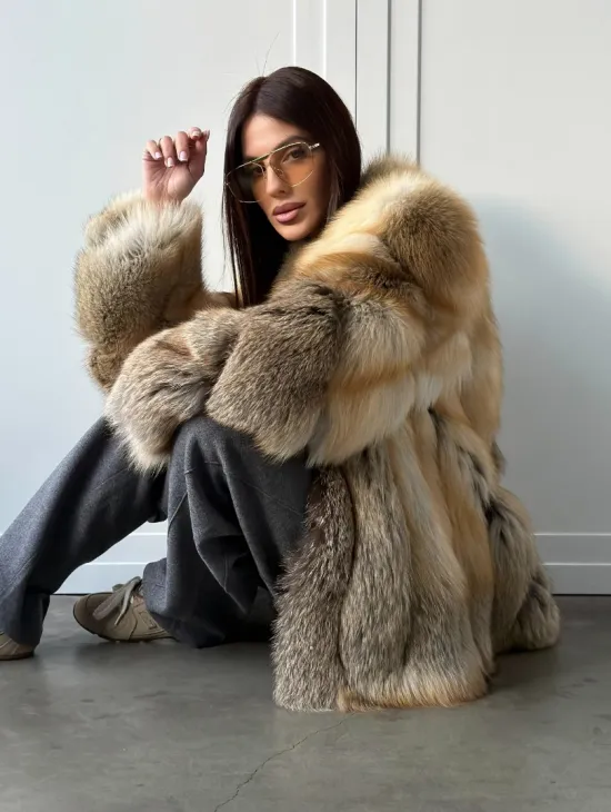 Полушубок из лисы - рукава косички - фото 18