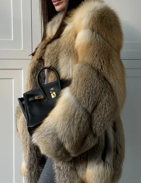 Полушубок из лисы - рукава косички