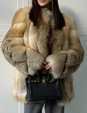 Полушубок из лисы - рукава косички