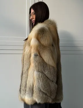 Полушубок из лисы - рукава косички