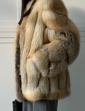 Полушубок из лисы - рукава косички